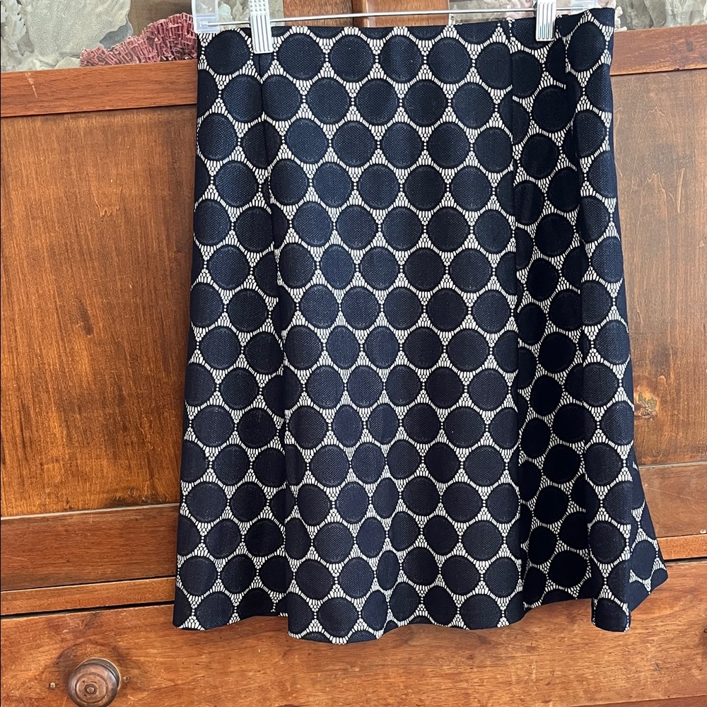 Women's Black and White Circle-Pattern A-Line Skirt